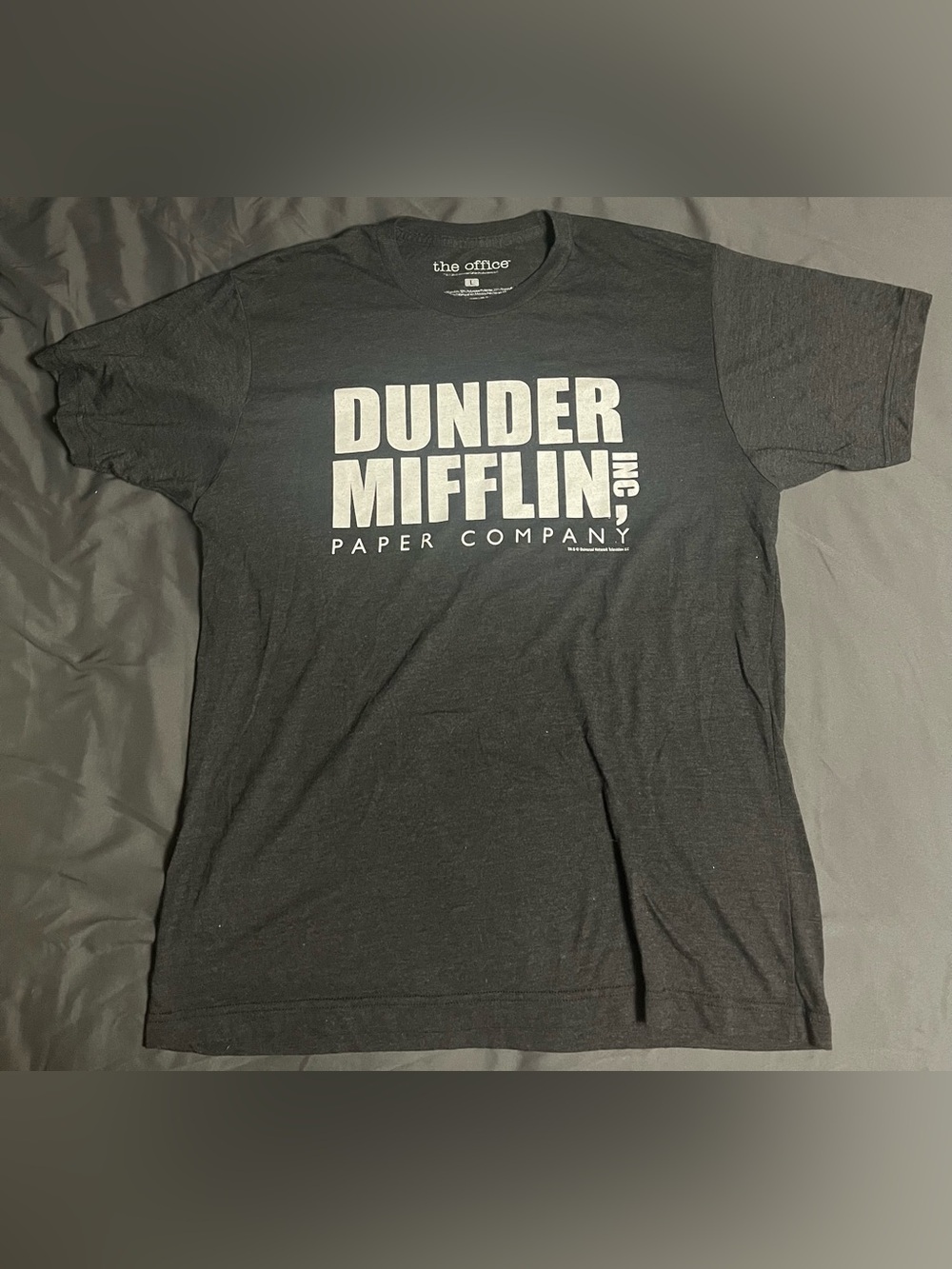 Dunder Mifflin INC, Paper Company The Office Mens Large Grey T-Shirt